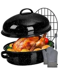 Roasting Pan With Lid & Rack 18 Inch Extra Large Deep Oven Baking Pot, Enamel.... Fixed Price $130.00.