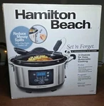 Hamilton Beach 6QT Programmable Slow Cooker Stainless Steel New Set 'n Forget. Fixed Price $80.00.