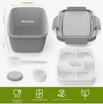 Cherrysea 2PACK Salad Lunch Container, 68OZ Bowls With 4 Compartments Tray. Fixed Price $20.00.