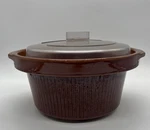 Vintage Rival Crockpot 181112 Oem Ceramic Brown Insert And 10" Plastic Lid. Fixed Price $30.00.