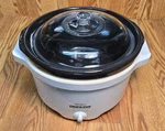 Vintage 4 Quart Rival Crock Pot #3950 Slow Cooker White With Black Usa Gc. Fixed Price $29.99.
