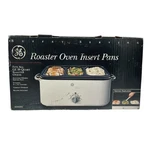 Ge 18-QUART Roaster Oven Insert Pans 3 Buffet Serving Black Enamel 169089. Fixed Price $49.99.
