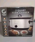 Complete Cuisine 7QT Slow Cooker With Stoneware Insert, Stainless Steel. Fixed Price $35.00.