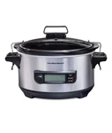 Hamilton Beach Programmable 6 Quart Slow Cooker, Temp Probe, Silver New. Fixed Price $75.99.