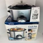 Rival 3860 6QT Oval Stainless Crock Pot Slow Cooker Smart Programmable Works. Fixed Price $54.99.
