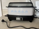 Vtg West Bend Slow Cooker Griddle 4 Qt Non Stick Glass Lid Floral White Pattern. Fixed Price $33.99.
