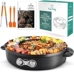 Food Party Duo Smokeless Electric Grill And Hot Pot With Detachable Cooking Plat. Fixed Price $85.99.