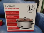 Kitchen Elite 7 Qt Slow Cooker, Stainless Steel Ceramic Crock Pot New In( Box). Fixed Price $49.00.