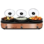 Megachef Triple 2.5 Quart Slow Cooker And Buffet Server In Brushed Copper Bl. Fixed Price $123.08.