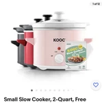 Kooc Small Slow Cooker, Quart. Model JSC200P. Fixed Price $21.00.