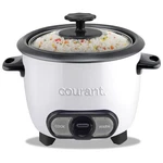 Courant 6-CUP Rice Cooker, Non-stick Bowl, One-touch Operation, White. Fixed Price $49.96.