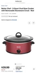Better Chef 3-QUART Oval Slow Cooker With Easy Clean Removable Stoneware Crock. Fixed Price $29.99.