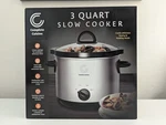 New Complete Cuisine 3-QUART Slow Cooker Model #WJ-3000 Item #CC-3000-SL-HDL. Fixed Price $18.99.