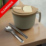 New Stainless Steel Instant Noodle Ramen Bowl W/ Lif, Spoon & Chopsticks. Fixed Price $9.95.