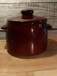 West Bend Usa 72OZ (2.25 Qt) Brown Glazed Stoneware Bean Pot Crock & Lid 1950. Fixed Price $11.99.