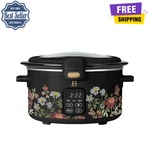 Beautiful 4-QT Digital Slow Cooker Hinged Lid Wildflower Black Drew Barrymore. Fixed Price $40.99.