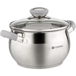 Modern Stainless Steel Stock Pot With Glass Lid Induction 2 Quart Dishwasher. Fixed Price $37.94.