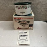 Vtg Rival 1 Qt Stoneware Slow Cooker Grapevine Crock-ette 3205 Works W/ Box Euc. Fixed Price $45.00.