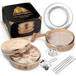 Crownspire 2 Tier Bamboo Steamer Basket With Reusable Silico.... Fixed Price $61.27.