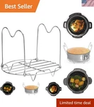 Versatile Round Steamer Rack Trivet Safe Lift Handles For Instant Pot Cooking. Fixed Price $19.99.