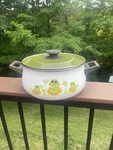 Vintage Sears & Roebuck Neil The Frog Enamelware Large Crock Pot With Lid. Fixed Price $139.99.