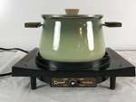 Vintage 1970S Electric Cornwall 5248 Fondue Set Avocado Green Pot Lid Hot Plate. Fixed Price $39.99.