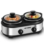 Double Slow Cooker, Buffet Servers And Warmers, Dual Pot 2.5 Quarts, Silver. Fixed Price $76.88.