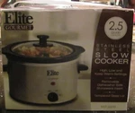 Elite Gourmet 2.5 Quart Capacity Stainless Steel Slow Cooker Model MST-265XS New. Fixed Price $39.99.