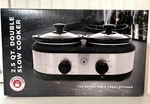 Chef's Counter 2.5 Qt Double Slow Cooker Crock Buffet Server & Warmer Stainless. Fixed Price $24.95.