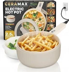 Ceramax Electric Cooker 2.6QT Nonstick Ceramic Hot Pot W Lid- Free Shipping. Fixed Price $54.14.