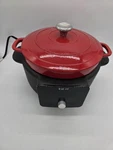 Instant Precision 6-QT Enamel Cast Iron Electric Dutch Oven Red DOMC6001. Fixed Price $65.00.