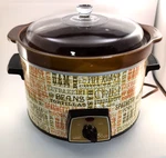 Vintage 5.5 Qt Crockery Slow Cooker Crockpot Montgomery Ward Model 86-46352. Fixed Price $52.50.