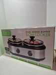 Tru Dual Crock Buffet Slow Cooker 1/4 Quarts Each - New In Box Controls. Fixed Price $23.50.