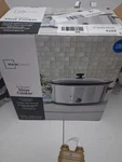 Mainstays 6 Qt Slow Cooker Silver/black, 3 Settings, Removable Crock, Lid. Fixed Price $14.99.
