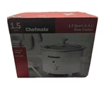 Chefmate 1.5 Qt Slow Cooker SC-15 White, Keep Warm, 3 Settings, Dishwasher Safe. Fixed Price $25.20.