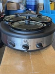 Ge 3 Crock Round Slow Cooker Buffet Server Ceramic Stainless Steel Black. Fixed Price $40.00.