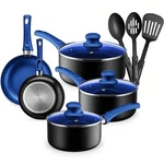 Cookware 11 Pieces Nonstick Aluminum Pots Pans Blue Star Sets. Fixed Price $89.99.