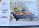 Mainstays 12" Round Nonstick Electric Skillet With Glass Cover. 1200 Watts. Nib. Fixed Price $22.00.