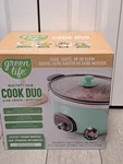 New- 5 Quart Green Life Healthy Duo Slow Cooker, Nonstick Pfas-free. Fixed Price $100.00.
