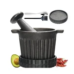 Cast Iron Mortar And Pestle & Garlic Grater Plate Set, Guacamol... Fast Usa Ship. Fixed Price $27.48.