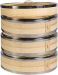3 Tier Kitchen Bamboo Steamer With Double Stainless Steel 10.6,. Fixed Price $84.64.
