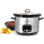 Megachef Quart + 2.6 Split Stainless Steel Electric Slow Cooker Silve. Fixed Price $106.73.