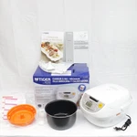Tiger 5.5-CUP Micom Rice Cooker & Warmer Stainless Steel JBV-G10U White. Fixed Price $92.99.