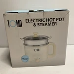 Tomo White 1.8 Quart Electric Hot Pot Cooker And Food Steamer Nib. Fixed Price $34.99.