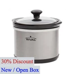 Rival .65-QUART Mini Slow Cooker, Stainless Steel. Fixed Price $34.99.