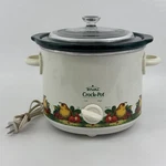 Rival Qt Crock Pot Slow Cooker Model SCR300 W/ Fruit Pattern Tested Works. Fixed Price $26.39.