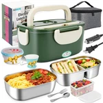Aosion Electric Heated Lunch Box For Adults, 4 Heating 1.5L, Green. Fixed Price $50.05.