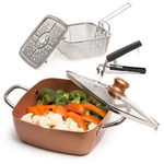 Moss & Stone Copper Piece Set Chef Cookware, 9.5 Non Stick Pan, Deep Square. Fixed Price $53.86.