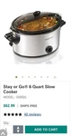 Hamilton Beach Qt Stainless Steel Slow Cooker 33262G Electric Silver Black. Fixed Price $28.00.