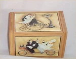 Recipe Box Fat Bamboo Bistro Waiter Kitchen Decor Bike Chefs. Fixed Price $44.99.